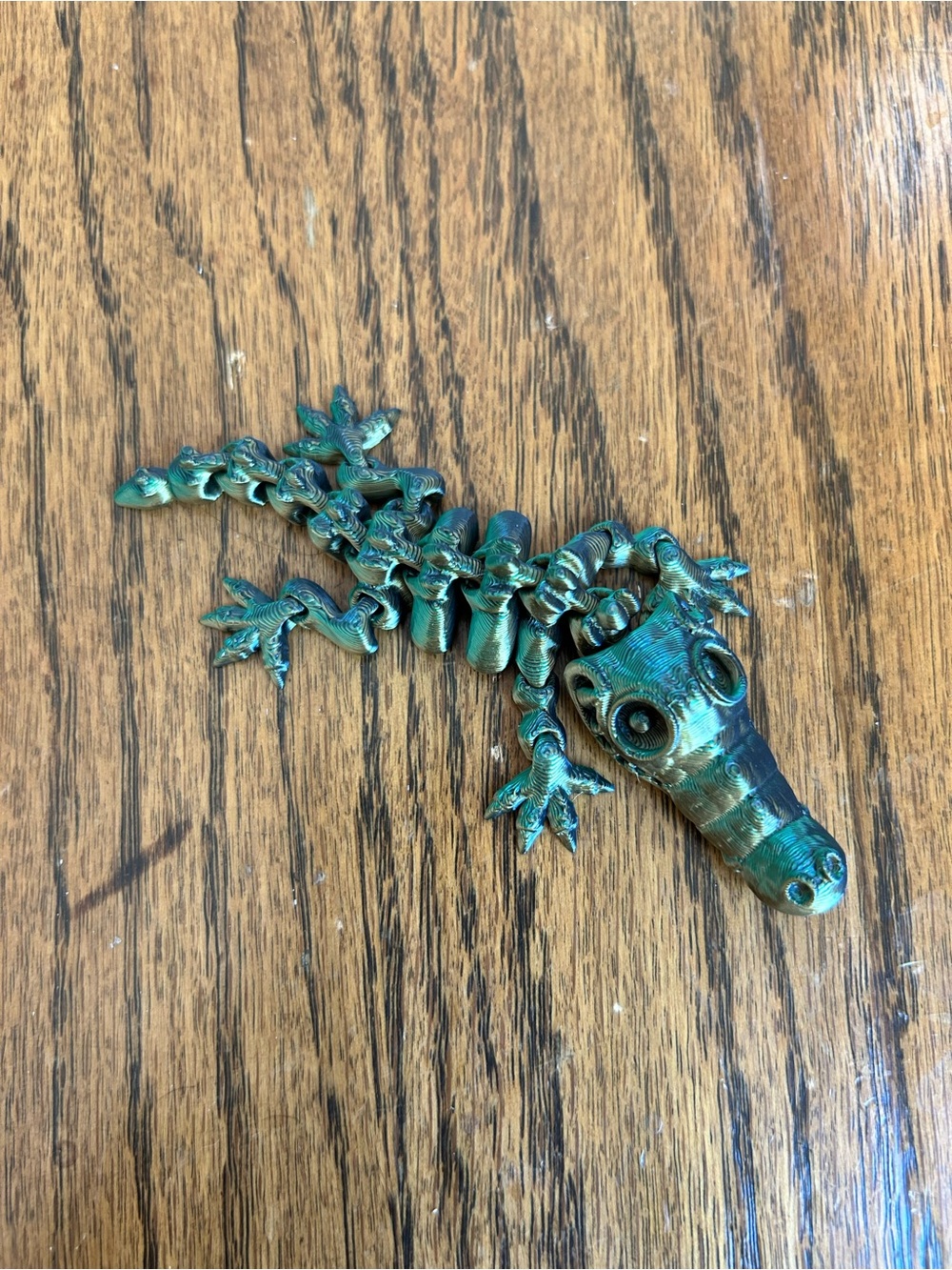 3D Printed Green Alligator Skeleton Figurine 4.5” Long